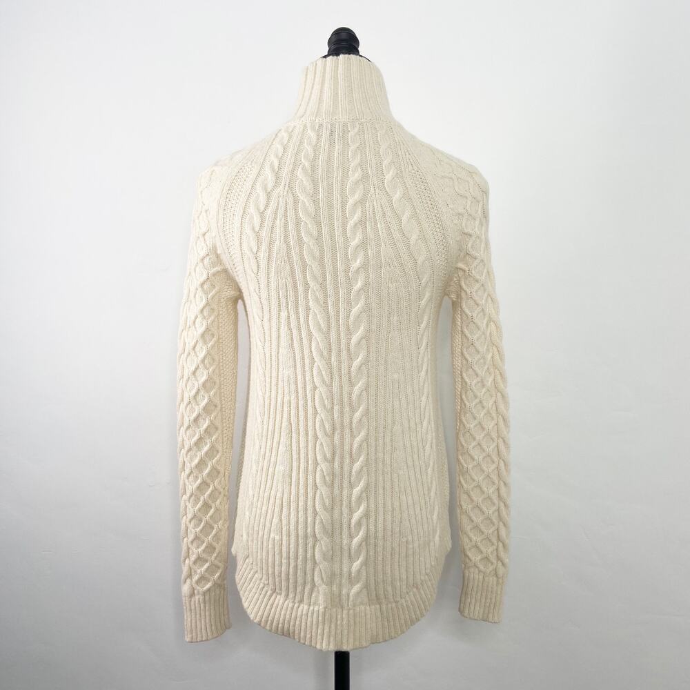 Ann Taylor Fisherman Sweater Cream Wool Alpaca Cable Knit Preppy Work Size XS - Picture 7 of 9